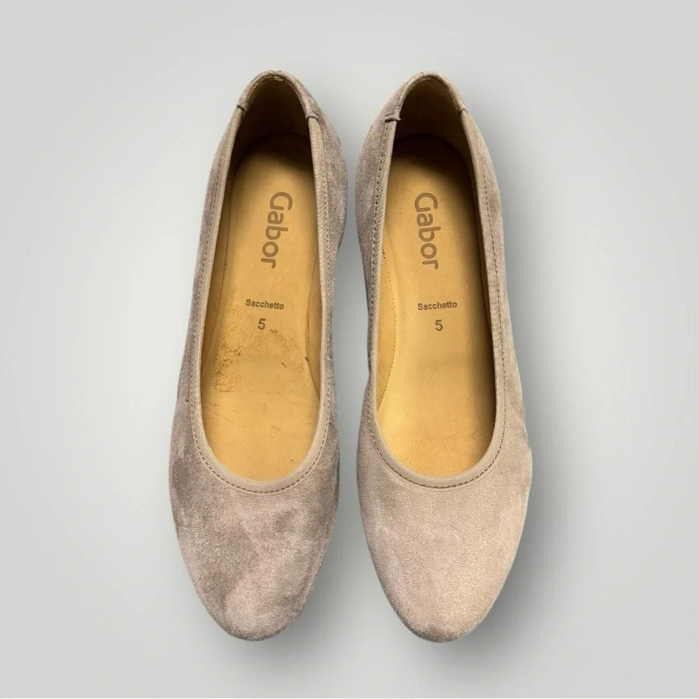 Gabor Chloe Ballet Wedge Tan Sz UK‎ 5 US 7.5